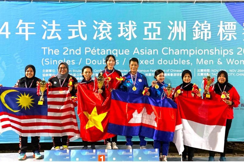 Kontingen Petanque Indonesia dalam sesi awarding The 2nd Petanque Asian Championships 2024.