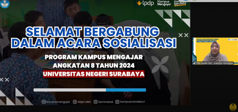 Supervisor Training Kampus Mengajar, Dita Juwita Sari menyampaikan seputar materi sosialisasi Kampus Mengajar Angkatan 8 Tahun 2024.